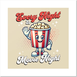 Popcorn Mascot 🍿 "Every Night is Movie Night" Posters and Art